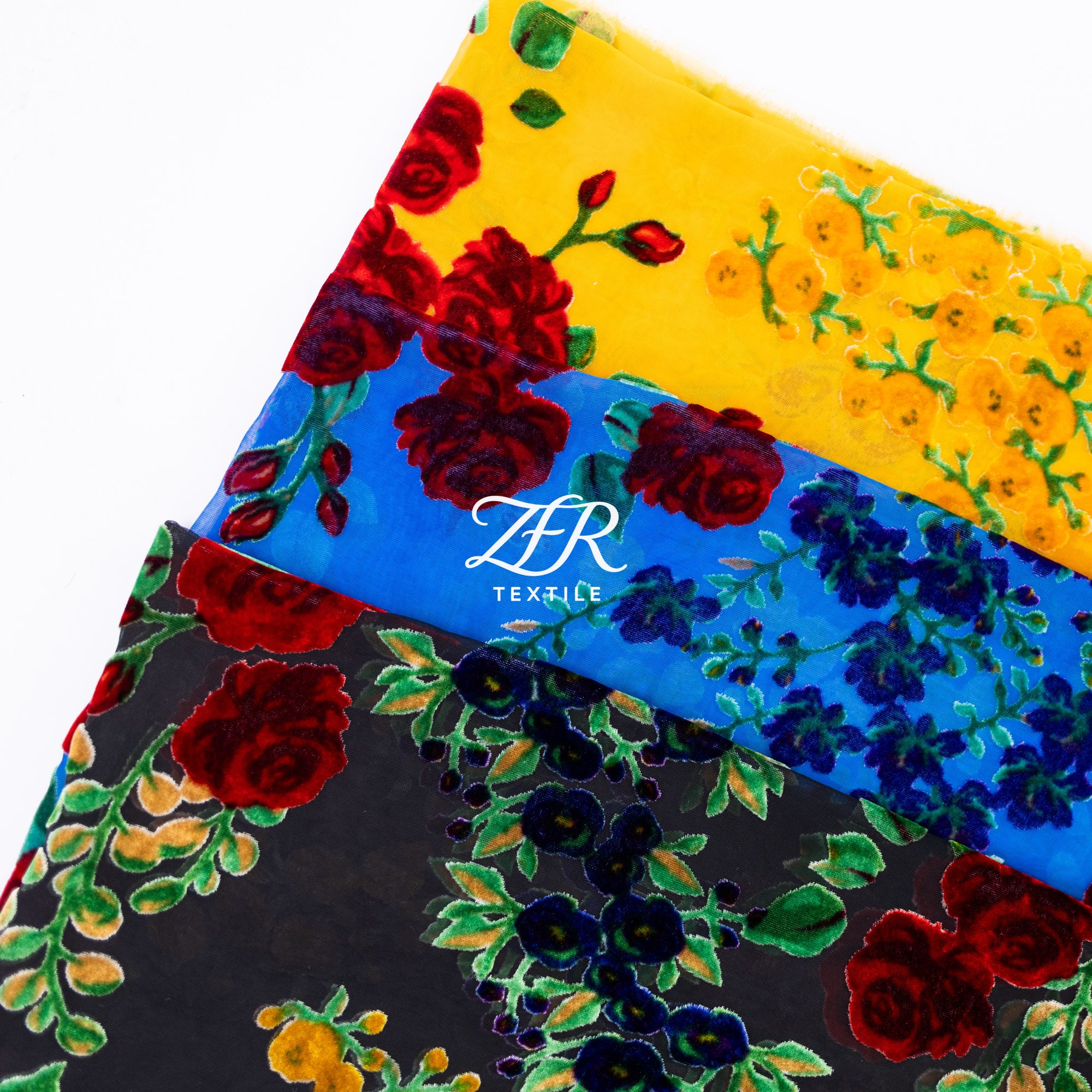 S22热情花卉多色烧花面料