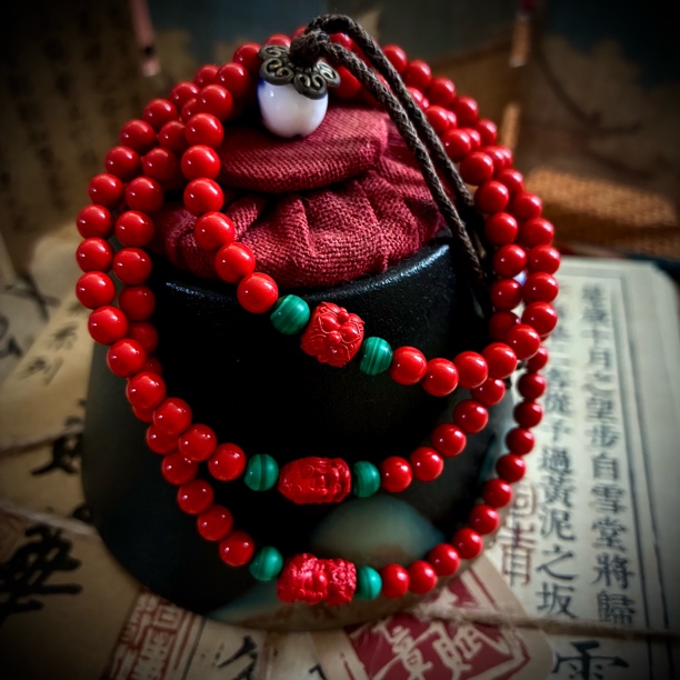 含辰砂工艺品 天然朱砂项链高提红砂纯108颗手串紫金砂手链本命年