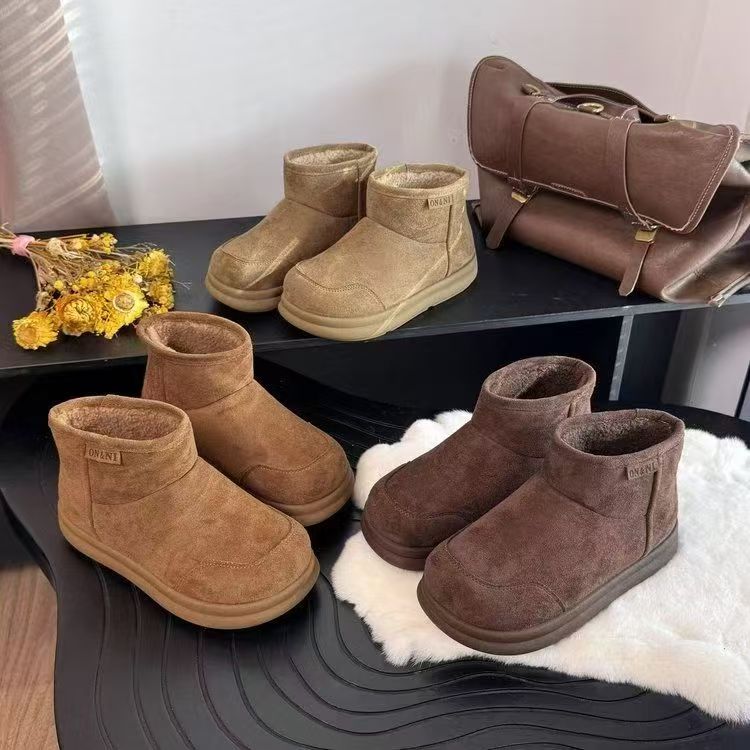 小敏家 爆款卡皮巴拉丑萌面包雪地靴 网红加绒保暖一脚蹬东北棉鞋