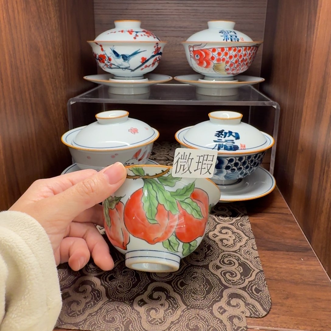 釉下手绘茶具微瑕