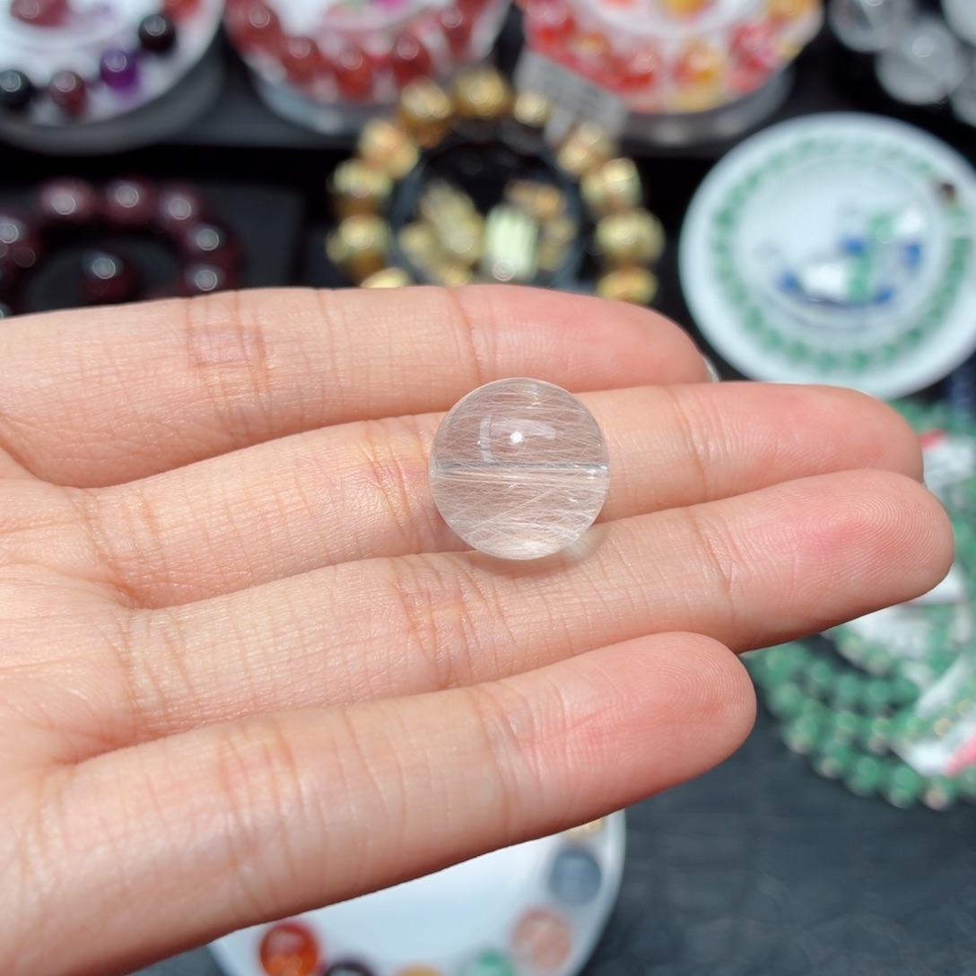 未镶嵌珠宝半成品水晶兔毛单珠