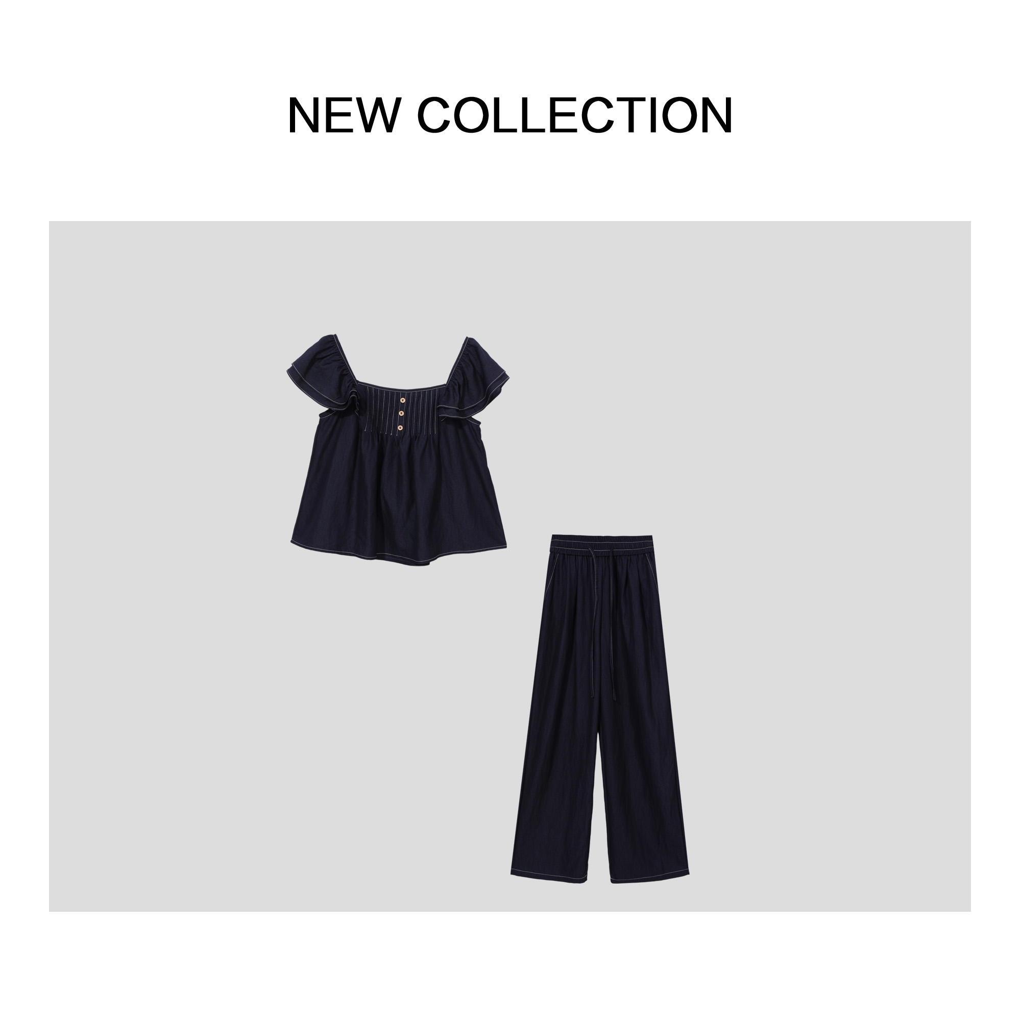 【珊珊专属】新款气质时尚上衣+宽松裤套装 D3528023-8023