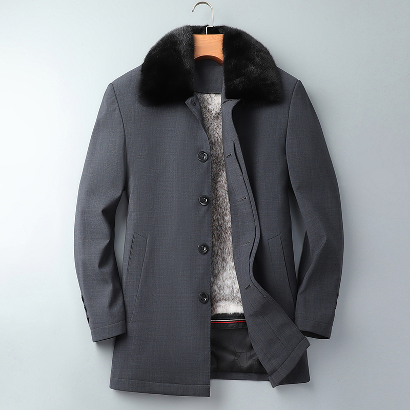 冬季2025男士新款水貂内胆保暖加厚行政夹克精致简约休闲爸爸外套
