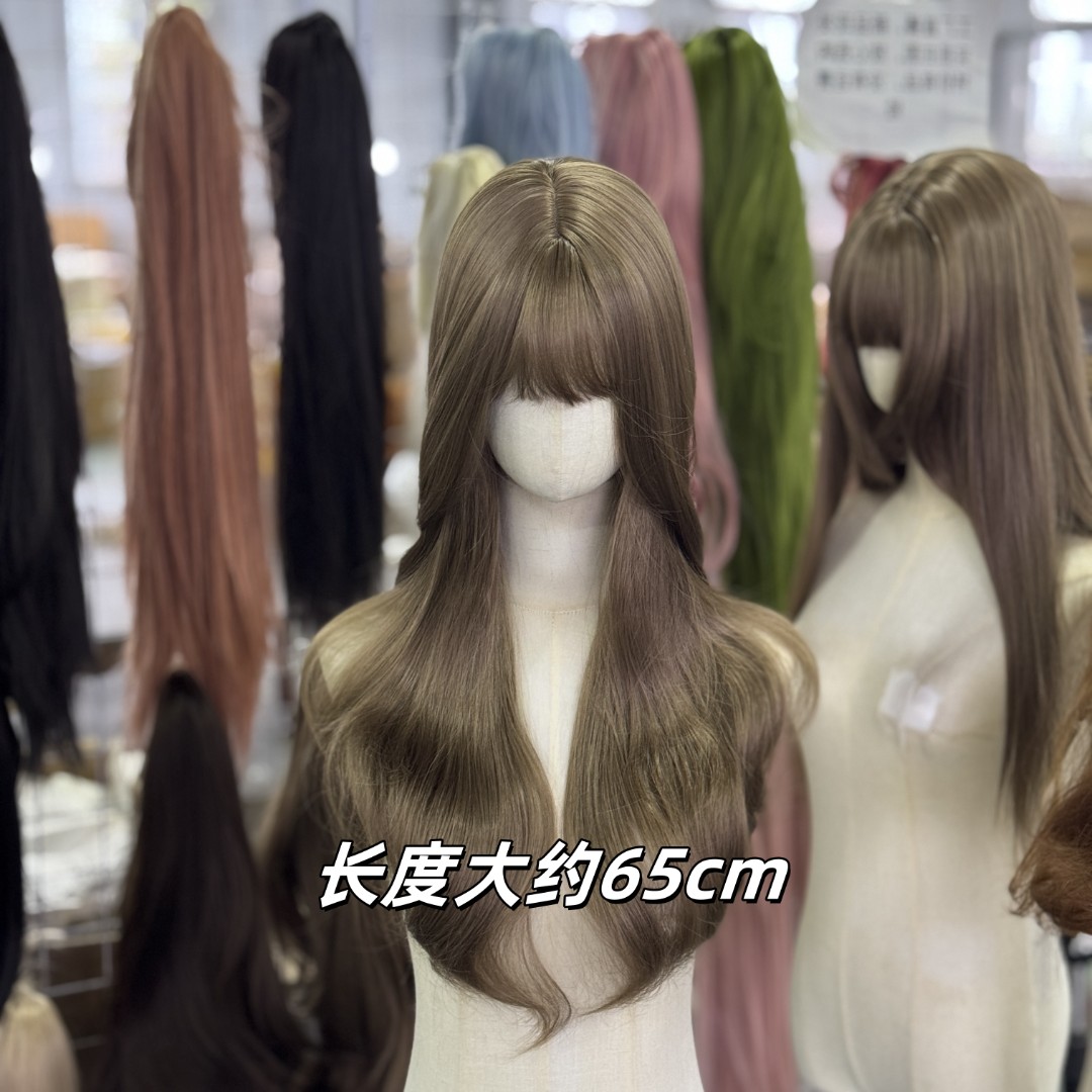 全头套大波浪长卷发亚麻灰棕亚裔风长发自然假发女款全头套