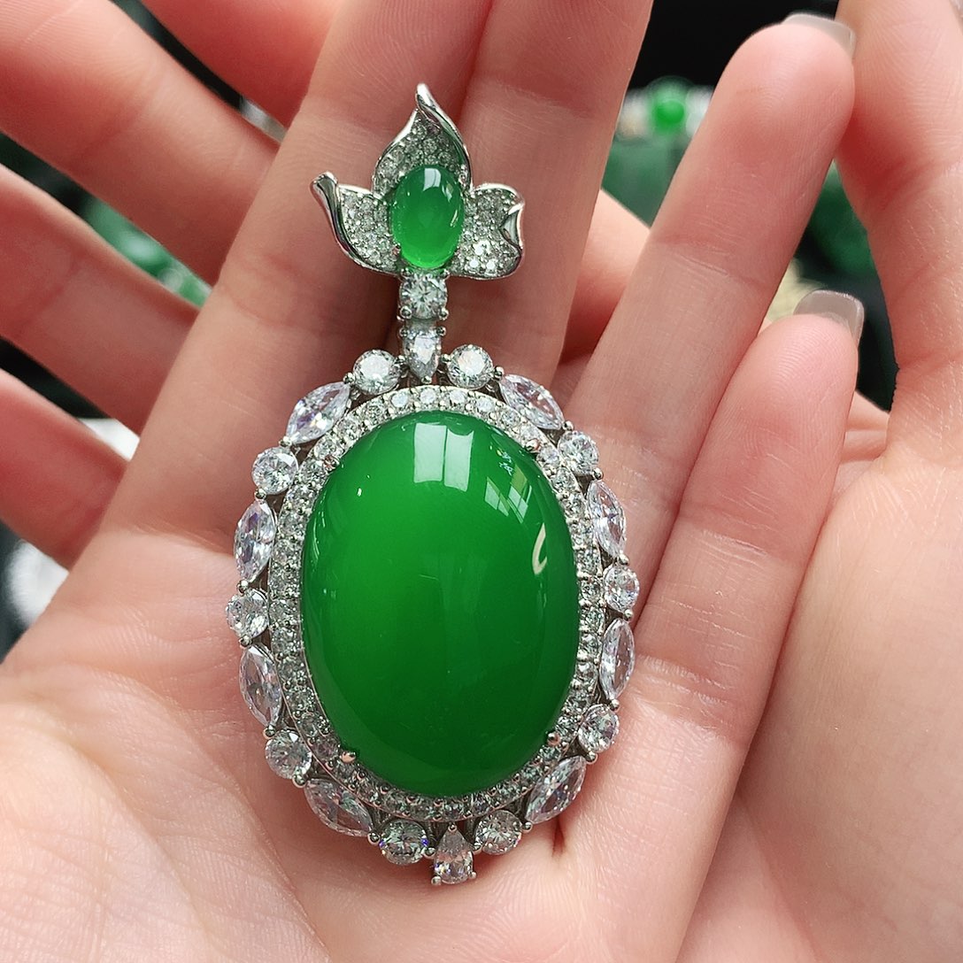 玛瑙/玉髓吊坠银S925镶嵌