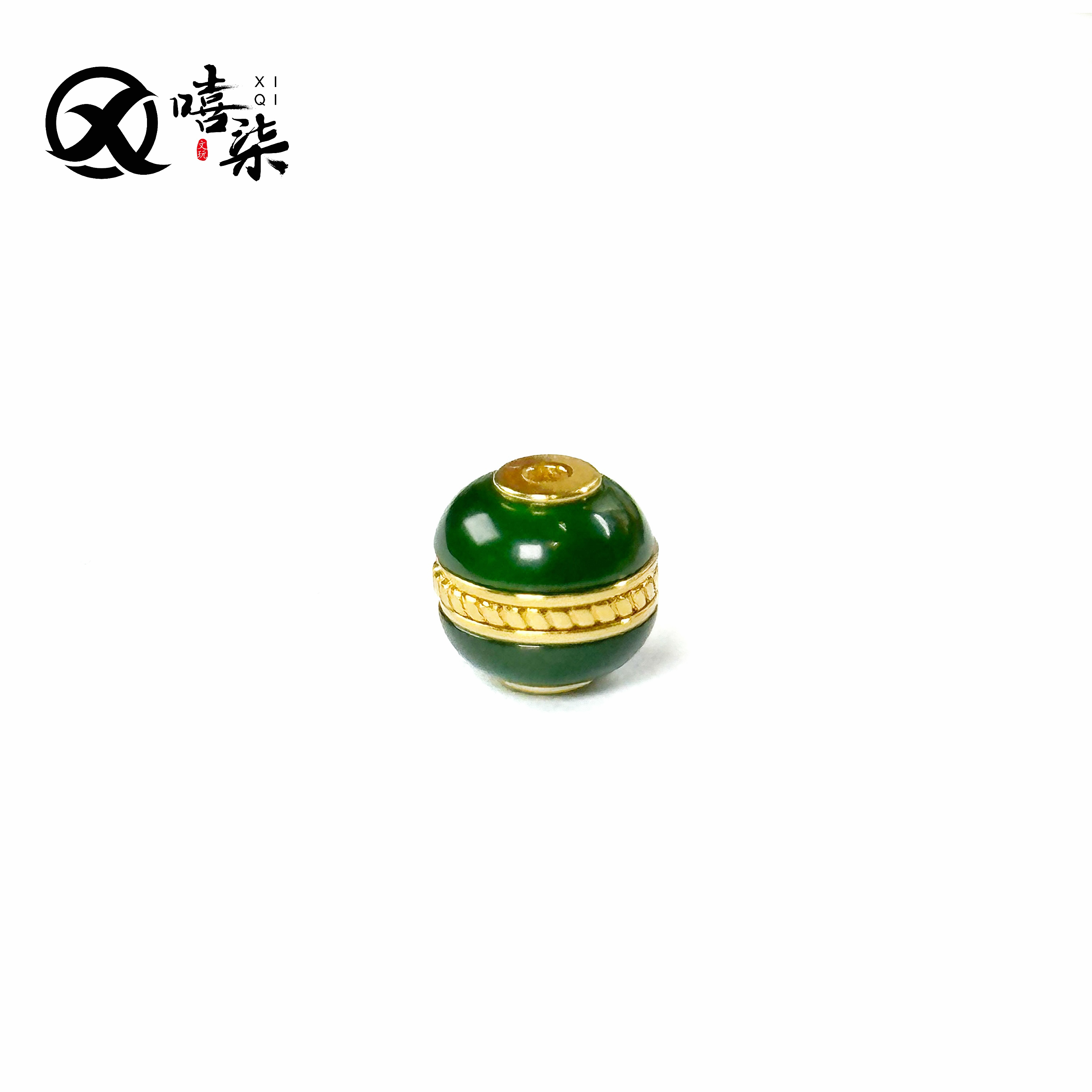 Q440【(质检)危料帝王绿翡翠汉堡(手串用)】尺6.9过弹力线 文玩配饰