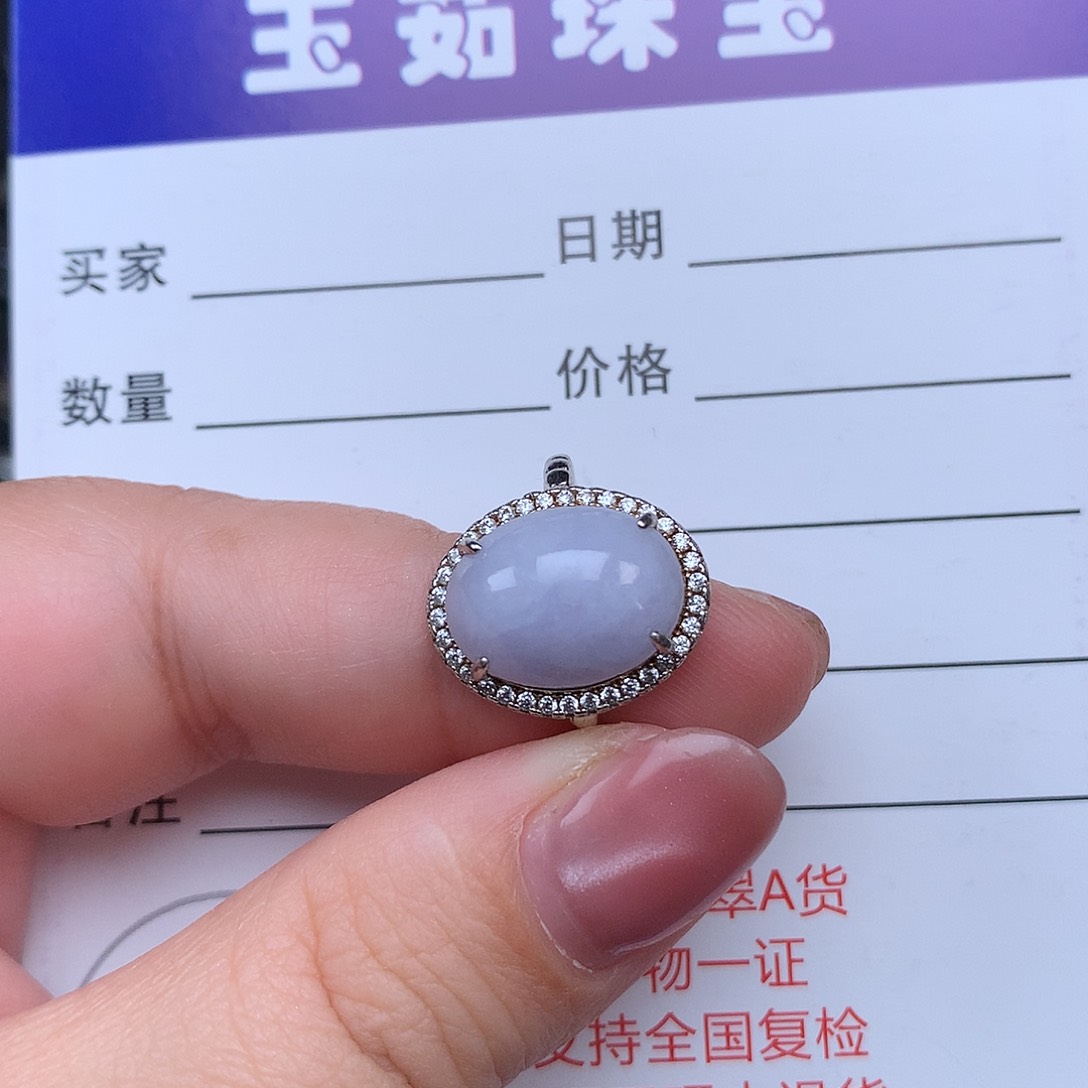 翡翠戒指银S925镶嵌戒指925