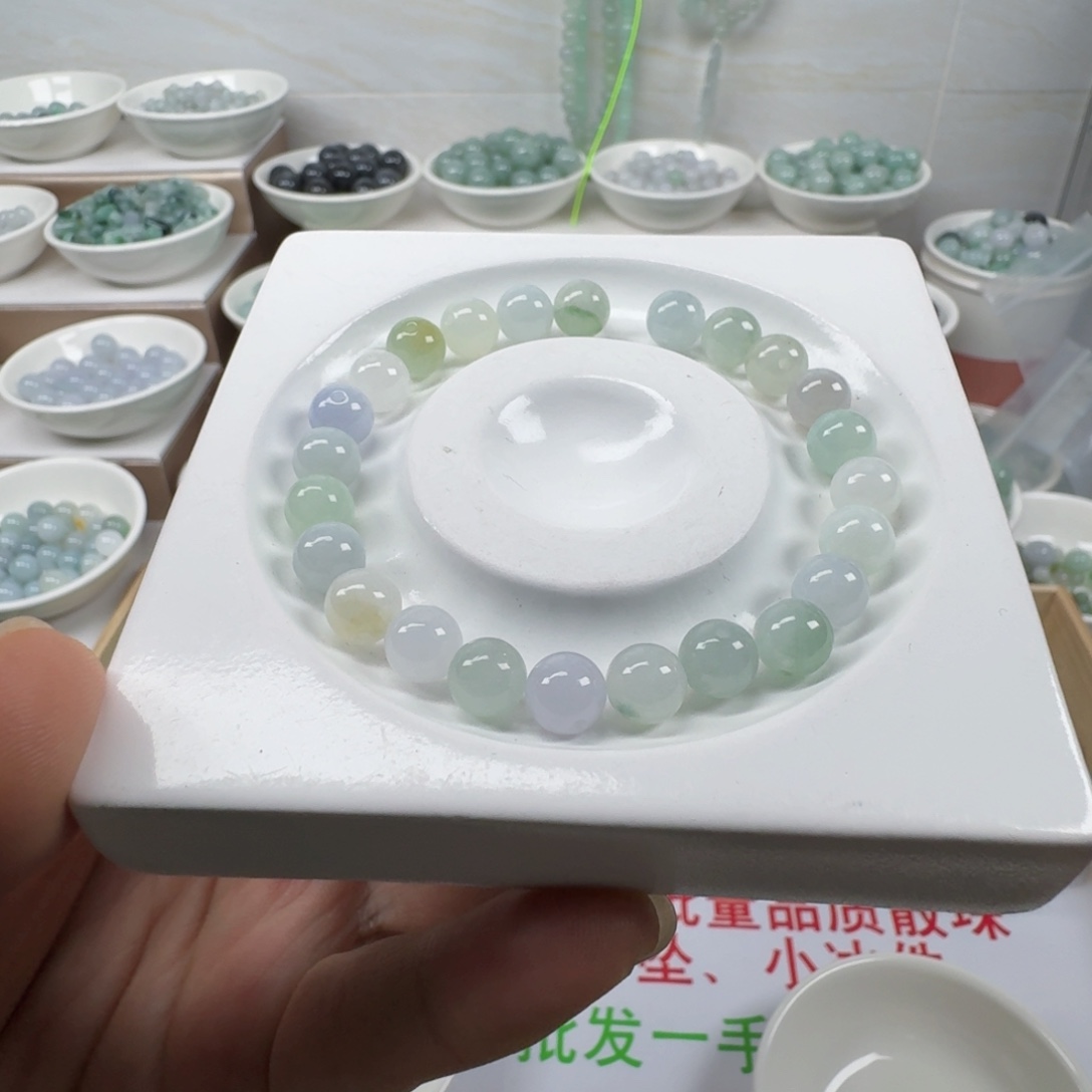 翡翠未镶嵌手链缅甸翡翠A货卡7.5mm