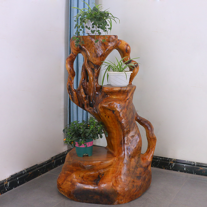 天然实木树根盆景架阳台根艺原木架根雕花架木根底座MH10629