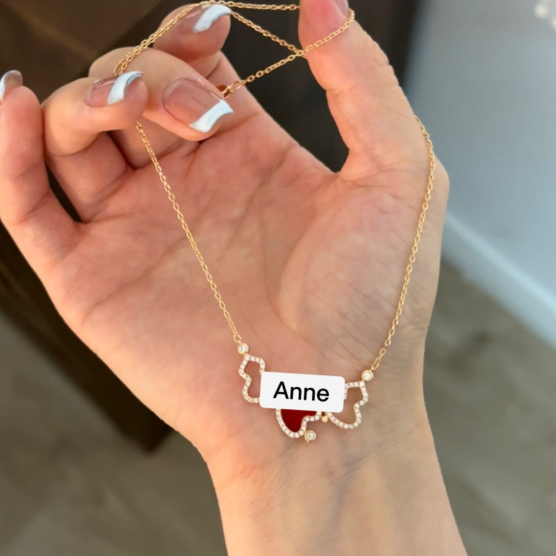 铜合金项链 独特镂空红色三葫芦镶嵌设计感项链【X796】