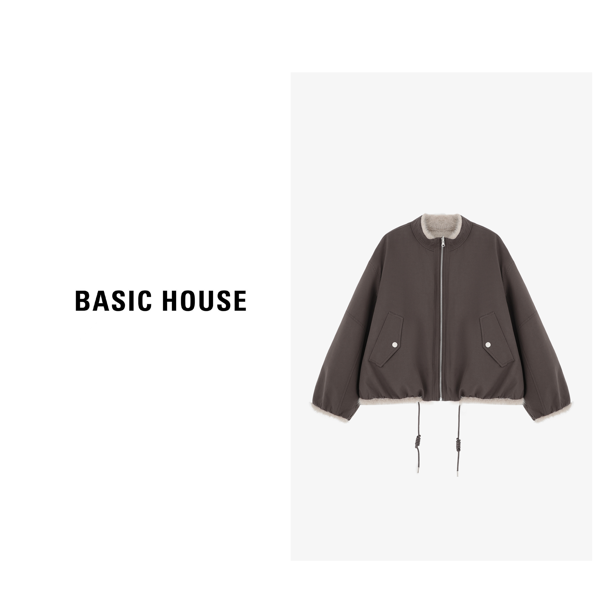 Basic House/百家好新款时尚休闲百搭秋冬立领外套-B0625B5RGL2