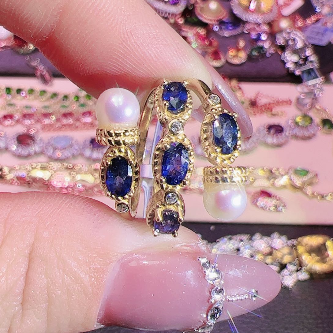 蓝宝石戒指银S925镶嵌