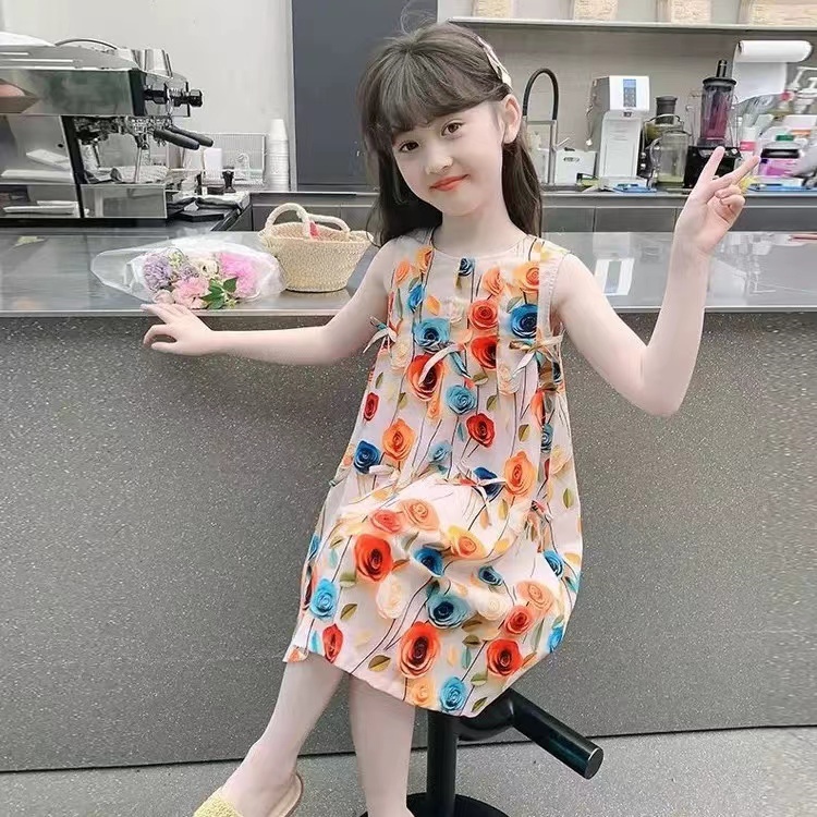 女童2025夏季新款洋气花朵背心连衣裙B1767