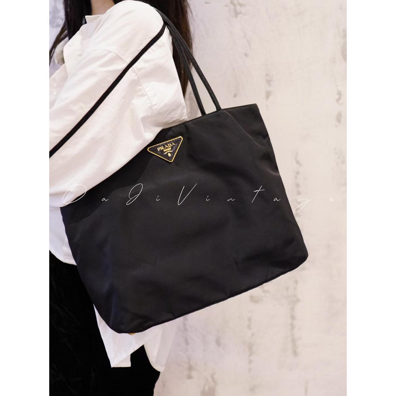 95新 Prada/普拉达 大吉中古/Prada黑金32降落伞单肩包