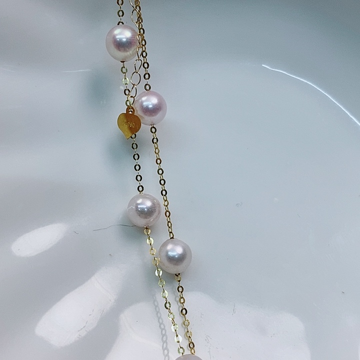 海水珍珠手链18K金镶嵌6.5-7