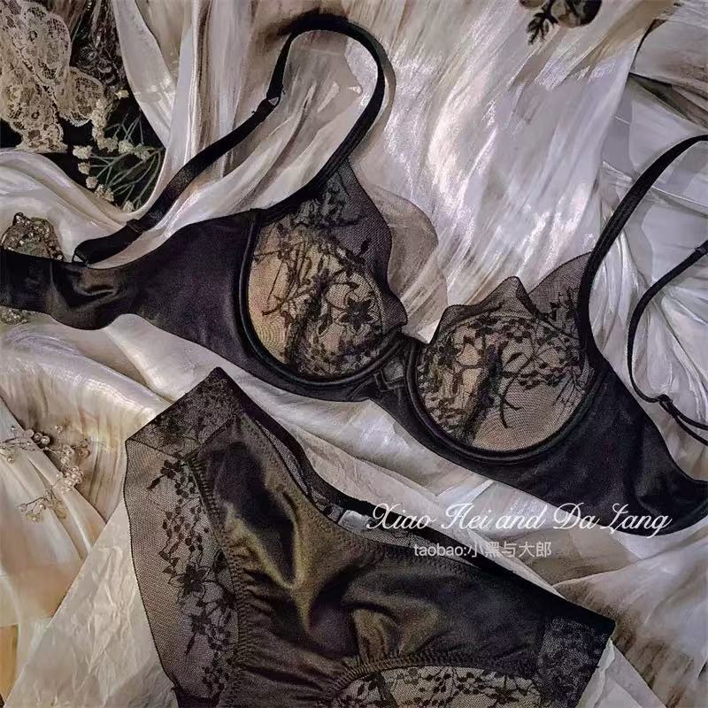 大胸显小法式美背薄款薄款显胸小文胸诱惑时尚蕾丝