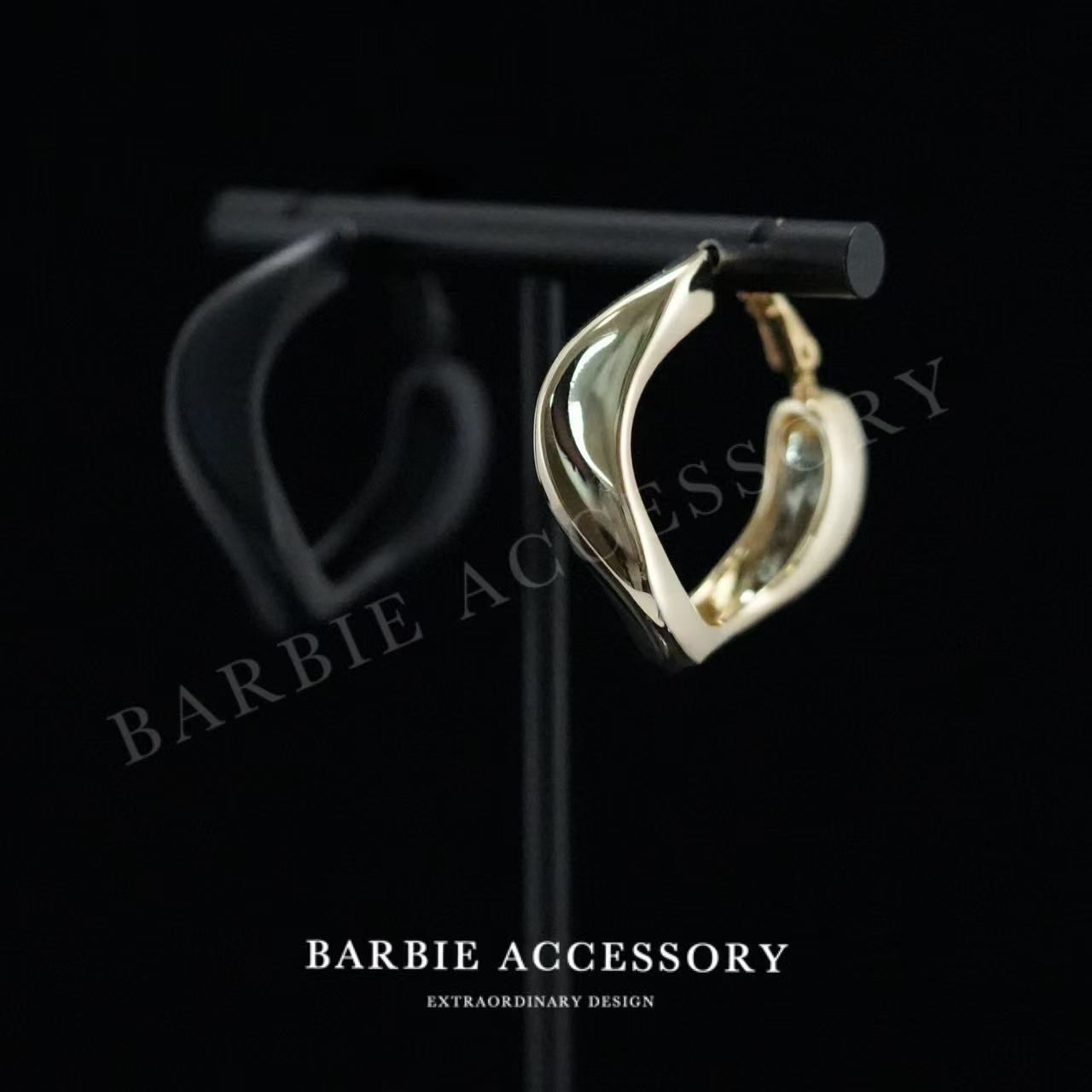 铜合金合成锆石耳饰 【黑金冰酷】复古法式设计款高级绝美百搭耳环