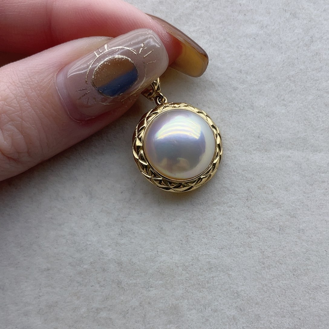 拼合珍珠（马贝珠）吊坠43银S925镶嵌