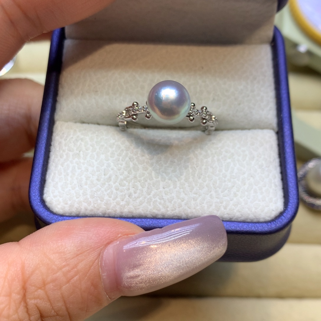 银S925镶嵌戒指海水珍珠
