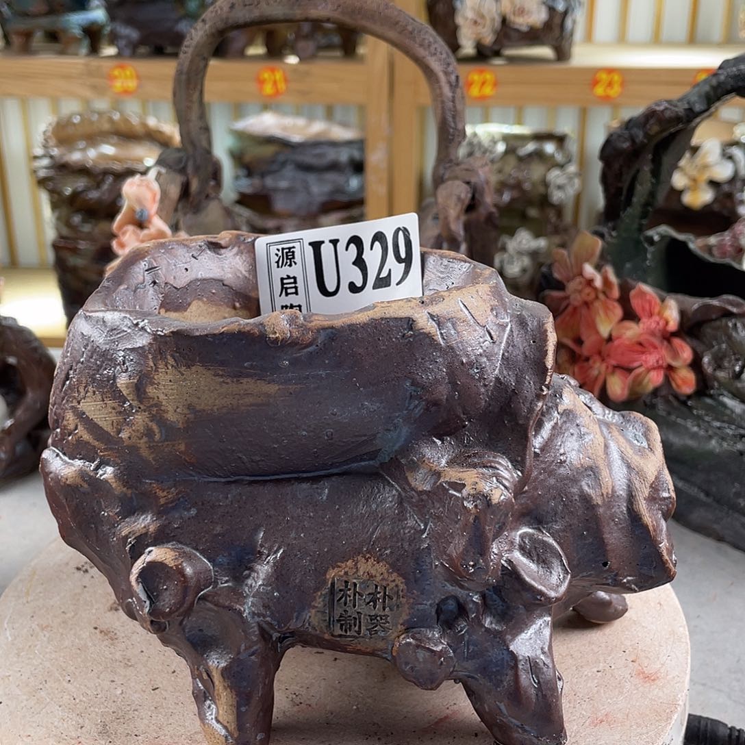 紫砂花盆景德镇陶瓷花盆329