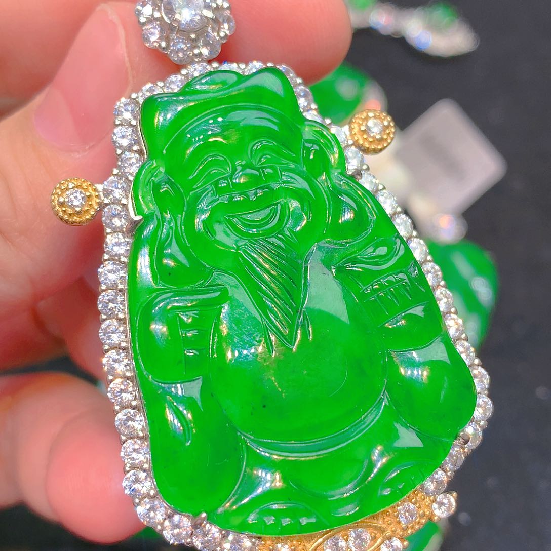 吊坠(不含链)银S925镶嵌翡翠翡翠