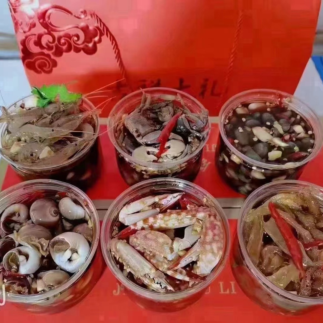 体验套餐（泥螺 醉蟹 香螺 蟹脚 海蜇 醉虾）各一瓶每瓶250克