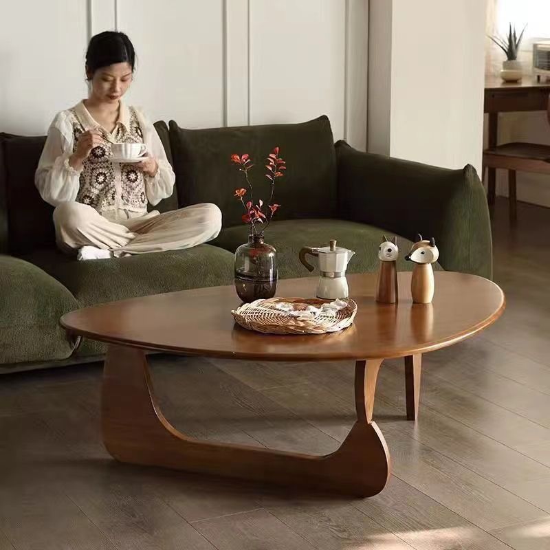 实木茶几简约现代三角形小户型北欧极简异形轻奢茶桌家用客厅日式