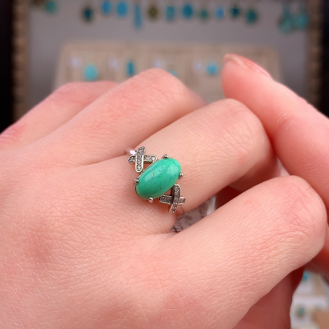绿松石戒指银S925镶嵌