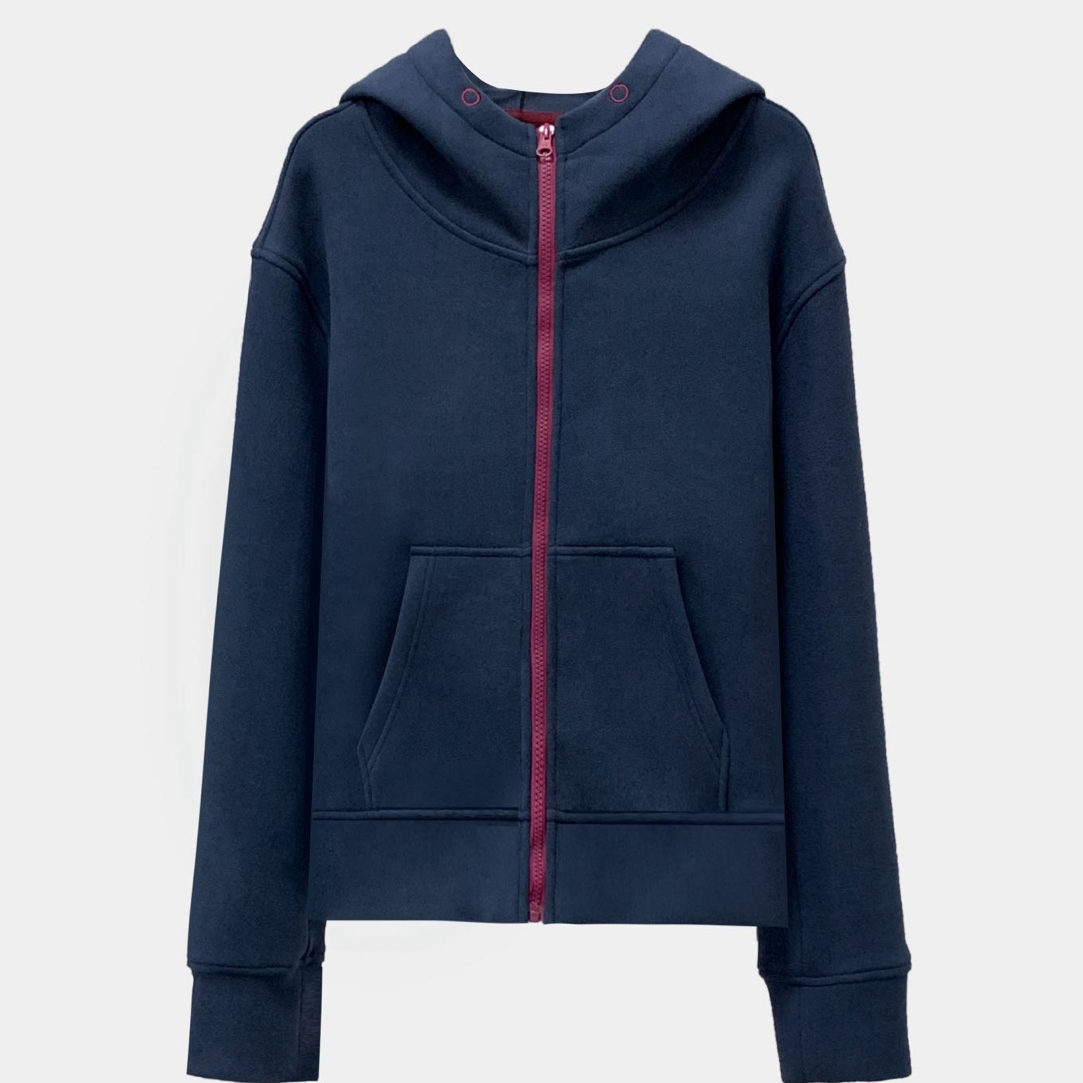 清-「舒适好穿」秋冬新款百搭减龄轻奢混纺保暖拉链连帽外套