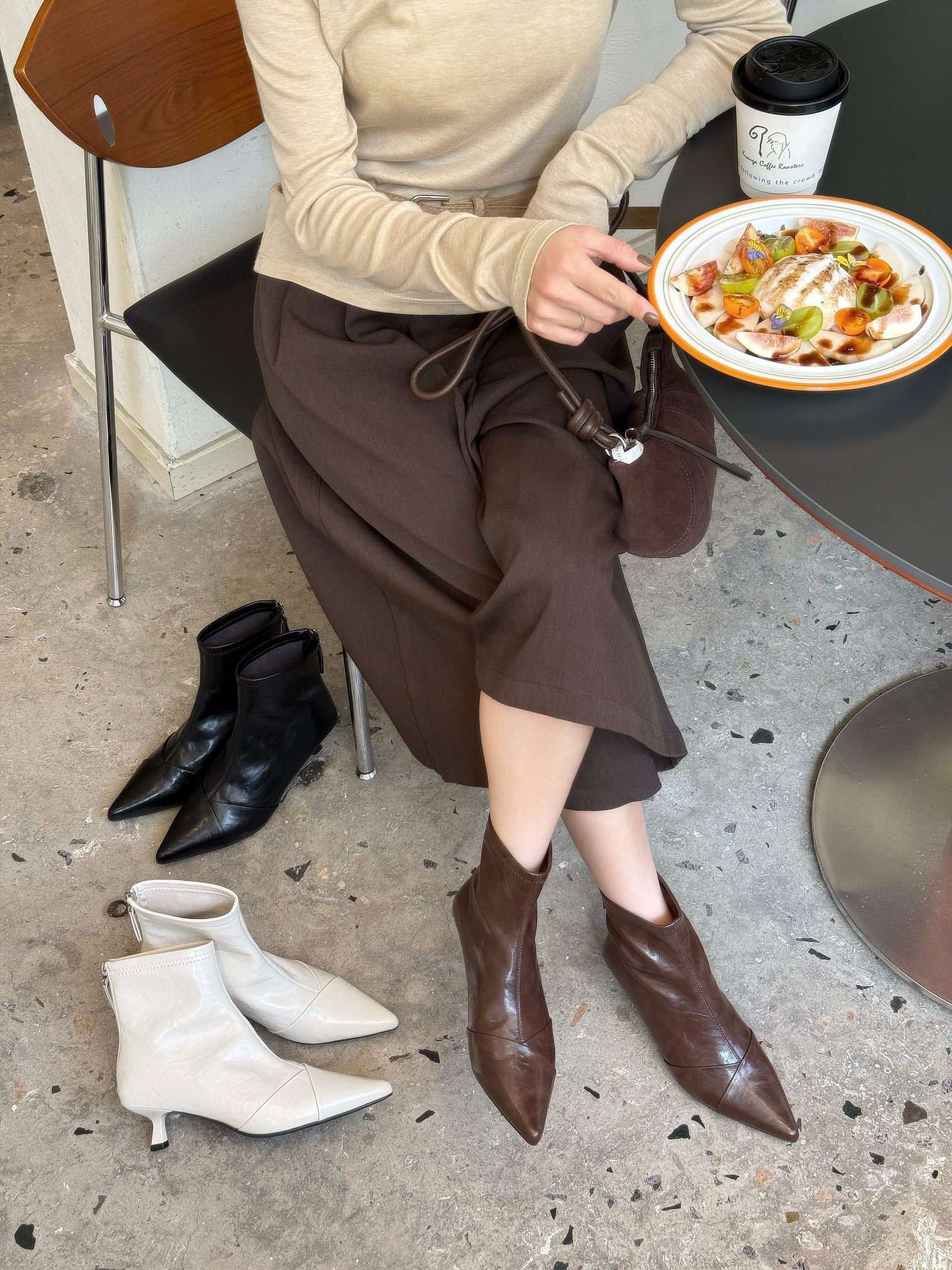 蓉姐专属~~保暖尖头女细跟气质通勤短靴百搭单靴秋冬气质399-32