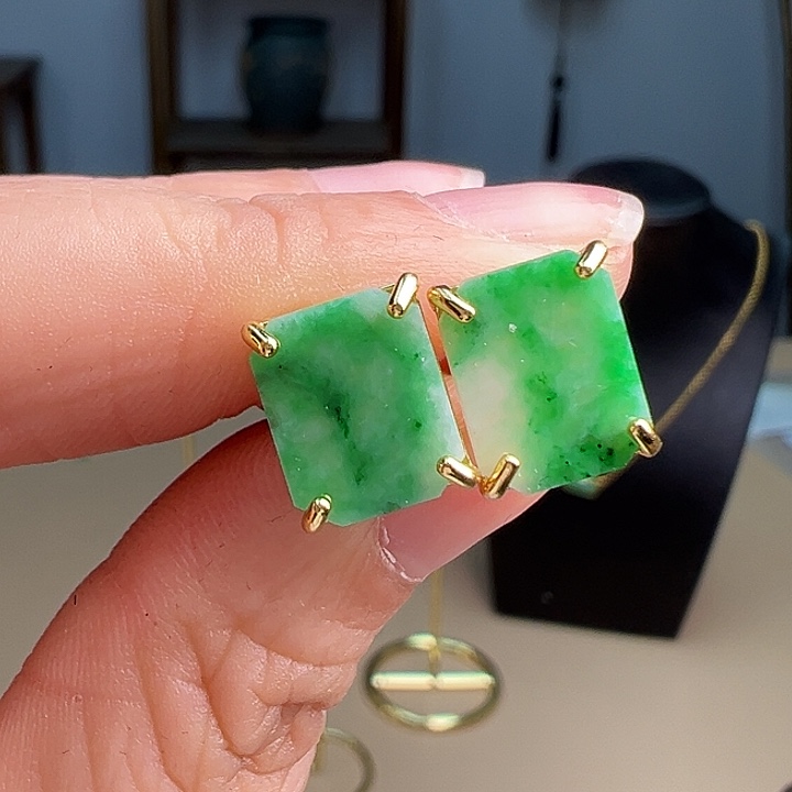 翡翠耳饰银S925镶嵌耳饰37