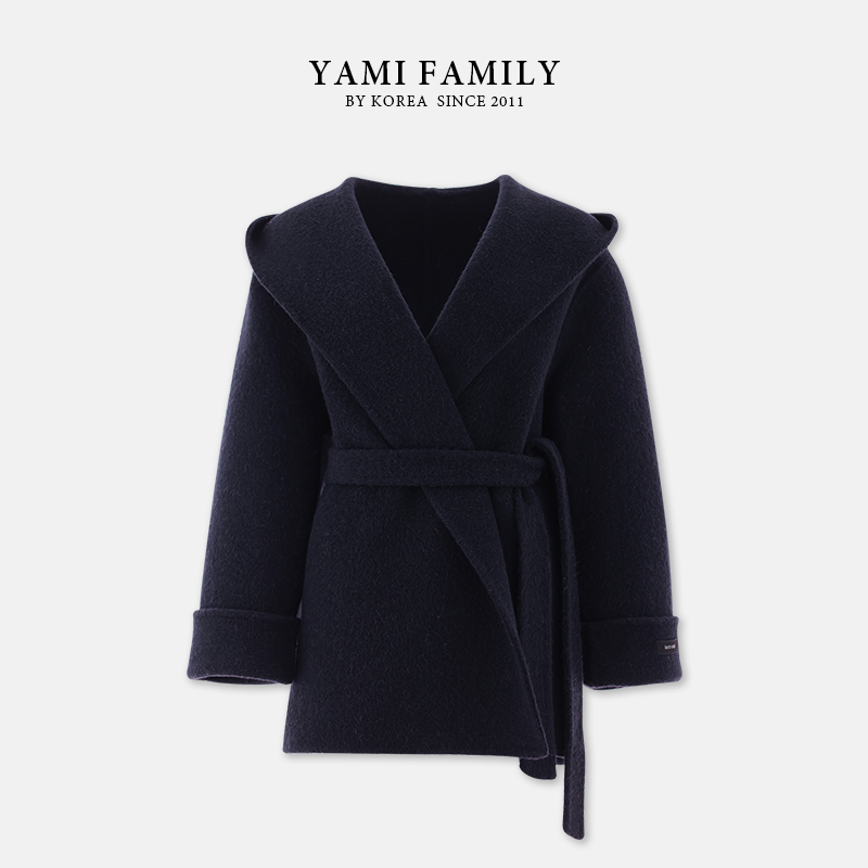 大连亚美【浴袍】YM 85066 秋冬双面手缝羊毛大衣气质外套【雪】