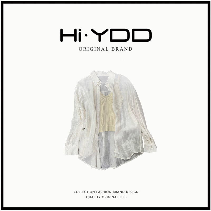YDD•A947 夏季新款竖条设计感闪钻慵懒风衬衫