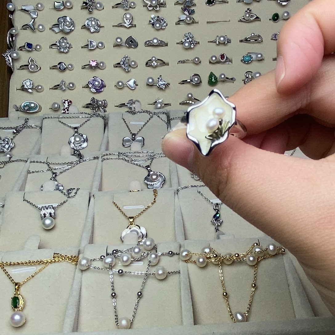 耳饰银S925镶嵌淡水珍珠