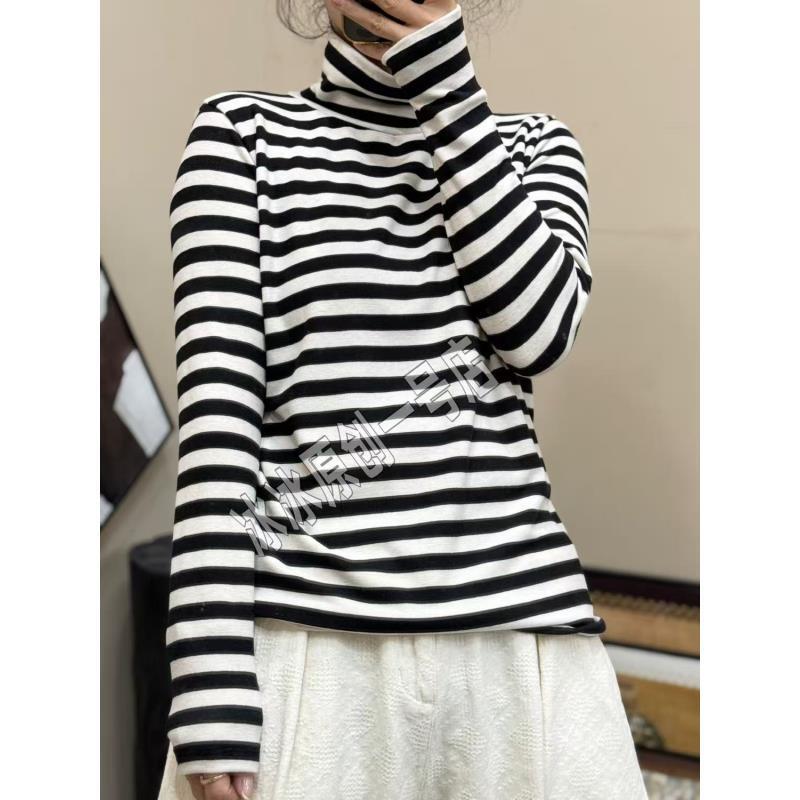 【冰冰一号店】901 9奥绒高领条纹打底长袖质量好精品秋冬严选