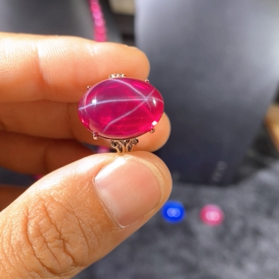 红宝石戒指银S925镶嵌