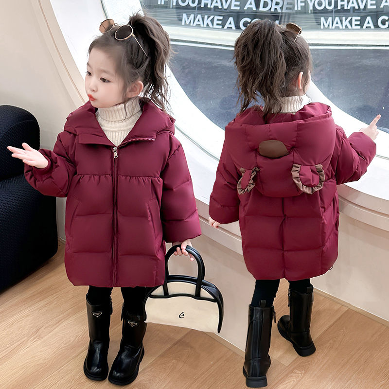 女童冬装羽绒服2025新款儿童洋气白鸭绒三防女宝宝中长款加厚外套