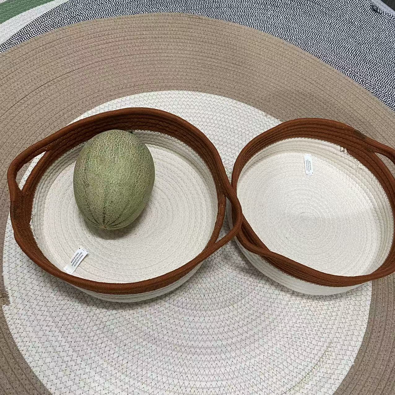 北欧风棉绳桌面收纳筐棉绳收纳框子