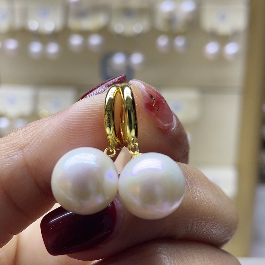 淡水珍珠耳饰银S925镶嵌