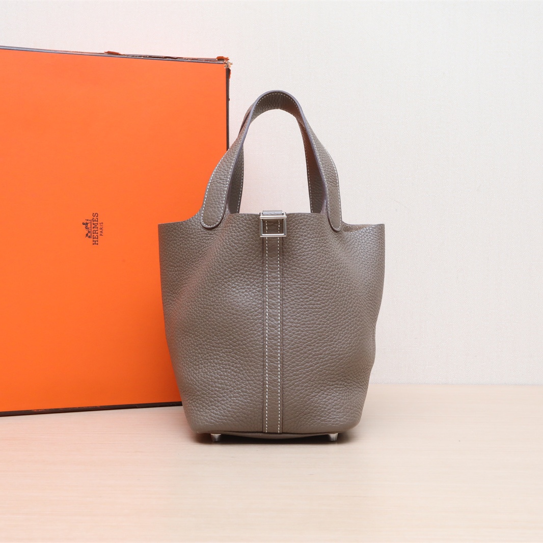 95新 Hermes/爱马仕 【娇】18 菜篮子手提包 TC皮 X刻 P215360692