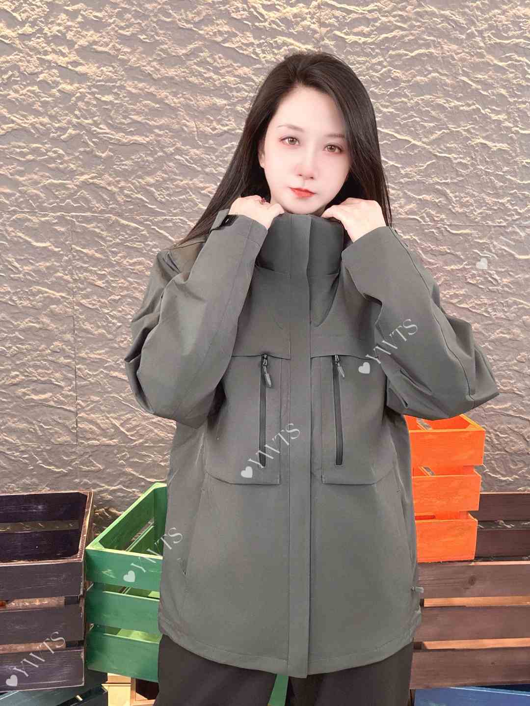 8816#加绒内胆户外三合一冲锋外套秋冬防风登山加厚保暖防水休闲