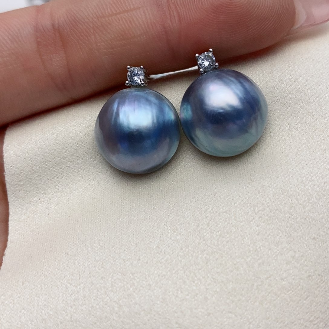 【闪购商品】拼合珍珠（马贝珠）耳饰银S925镶嵌31