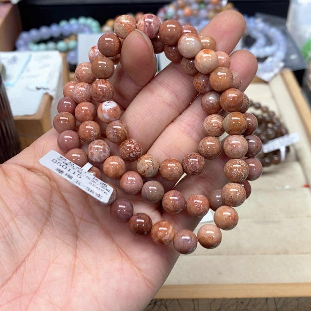 硅化珊瑚（珊瑚玉）手链未镶嵌(397