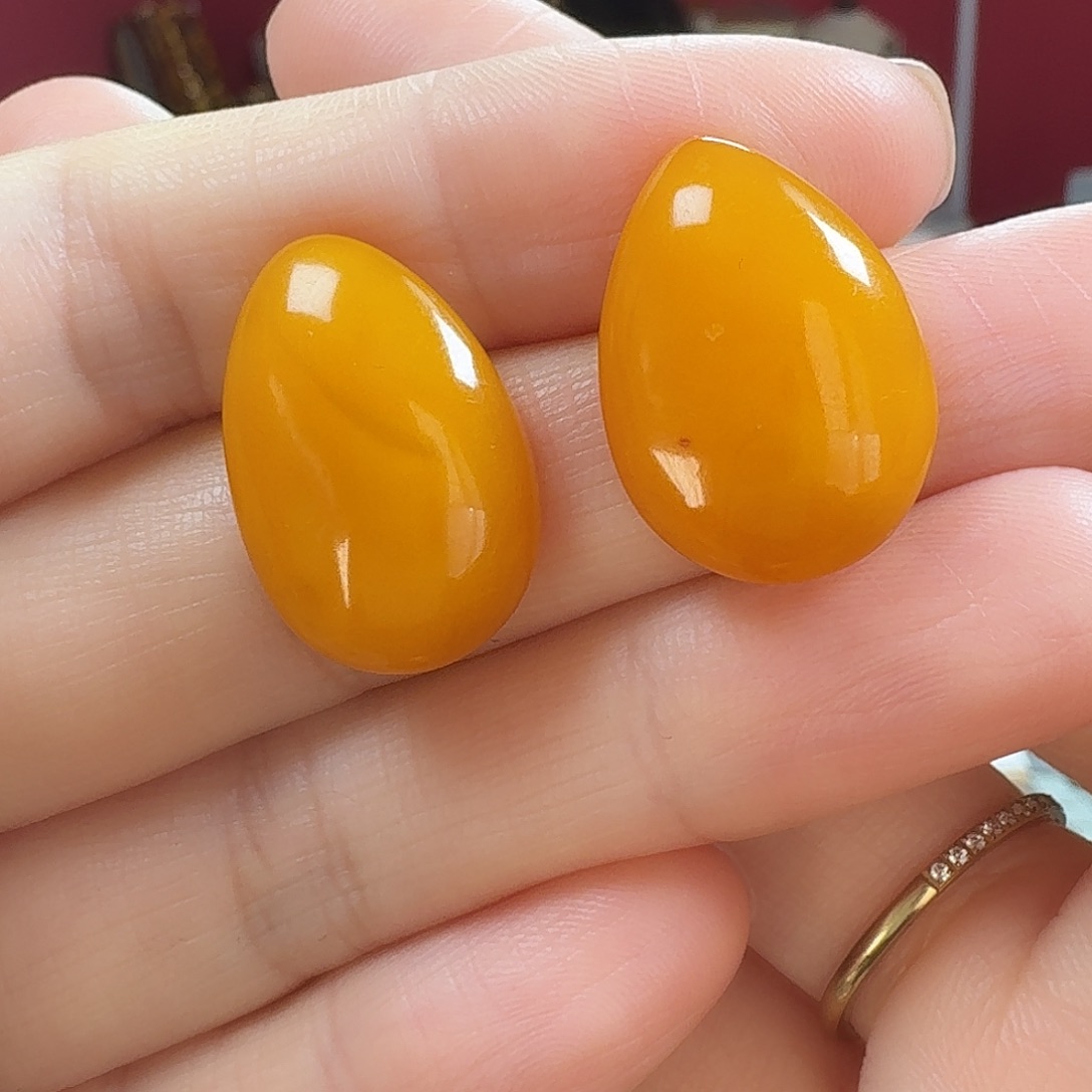 蜜蜡银S925镶嵌耳饰耳钉