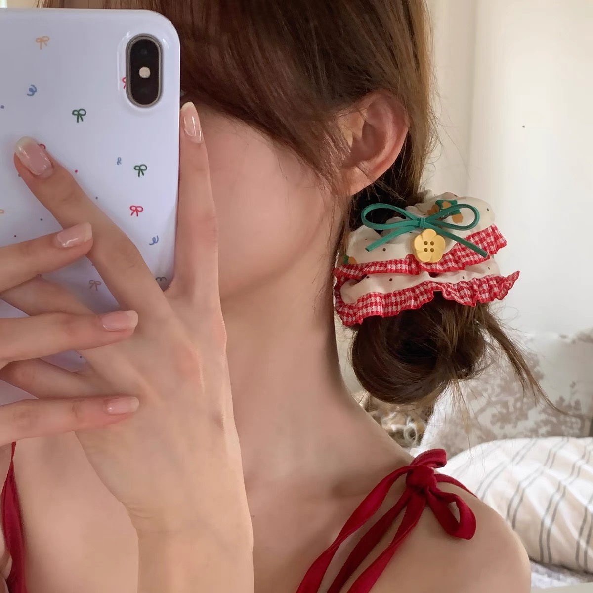 【8个装】韩系ins简约甜美小香风赫本蝴蝶结发饰大肠发圈发绳头饰