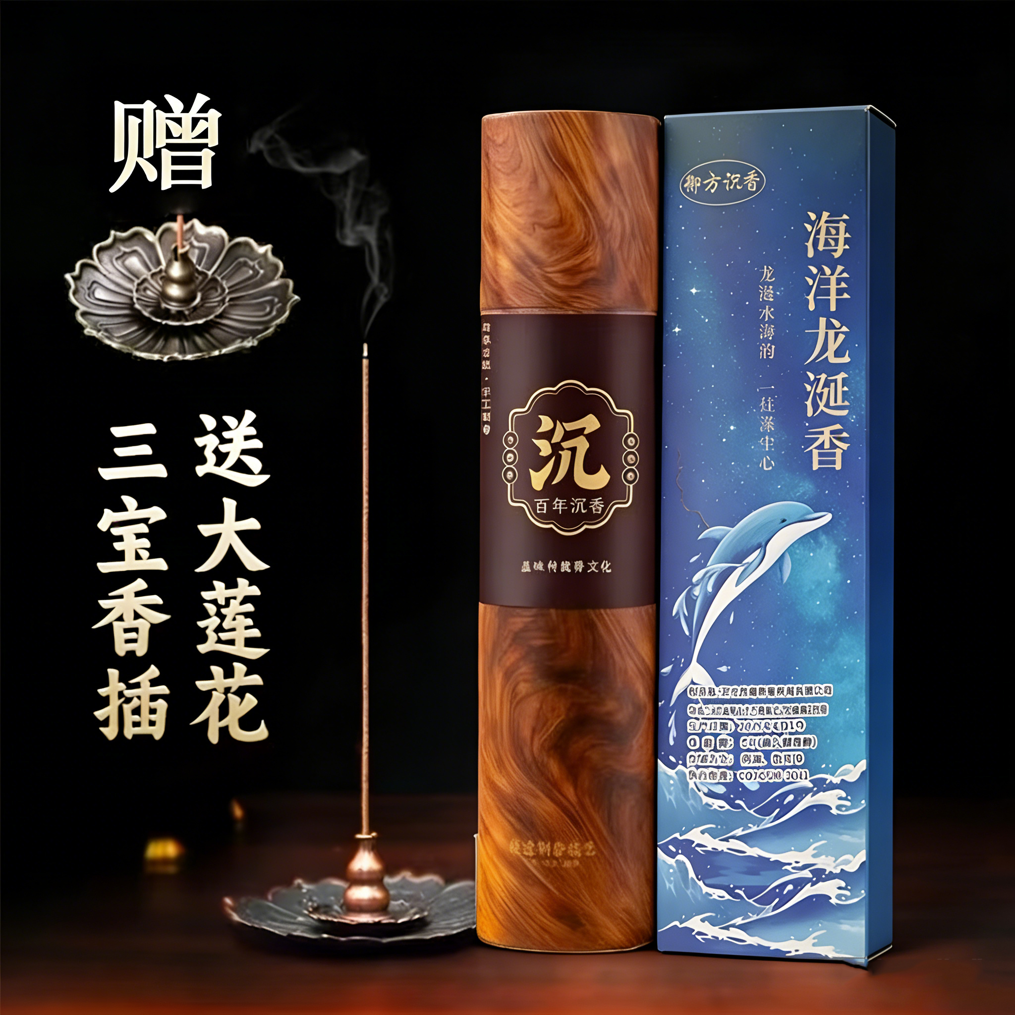 抢！800支两桶正装百年沉香玫瑰龙涎等多味线香组合赠三宝莲花香插