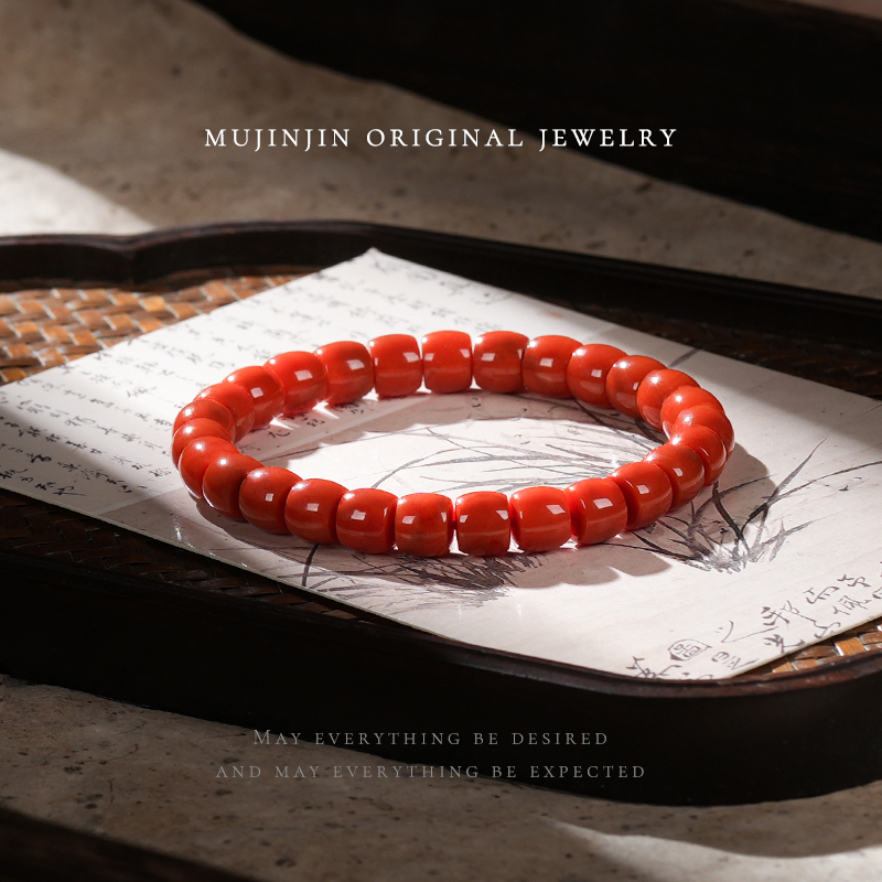 【木槿槿】天然南红玛瑙手串女款约8m直切手链小众饰品轻奢XL3483