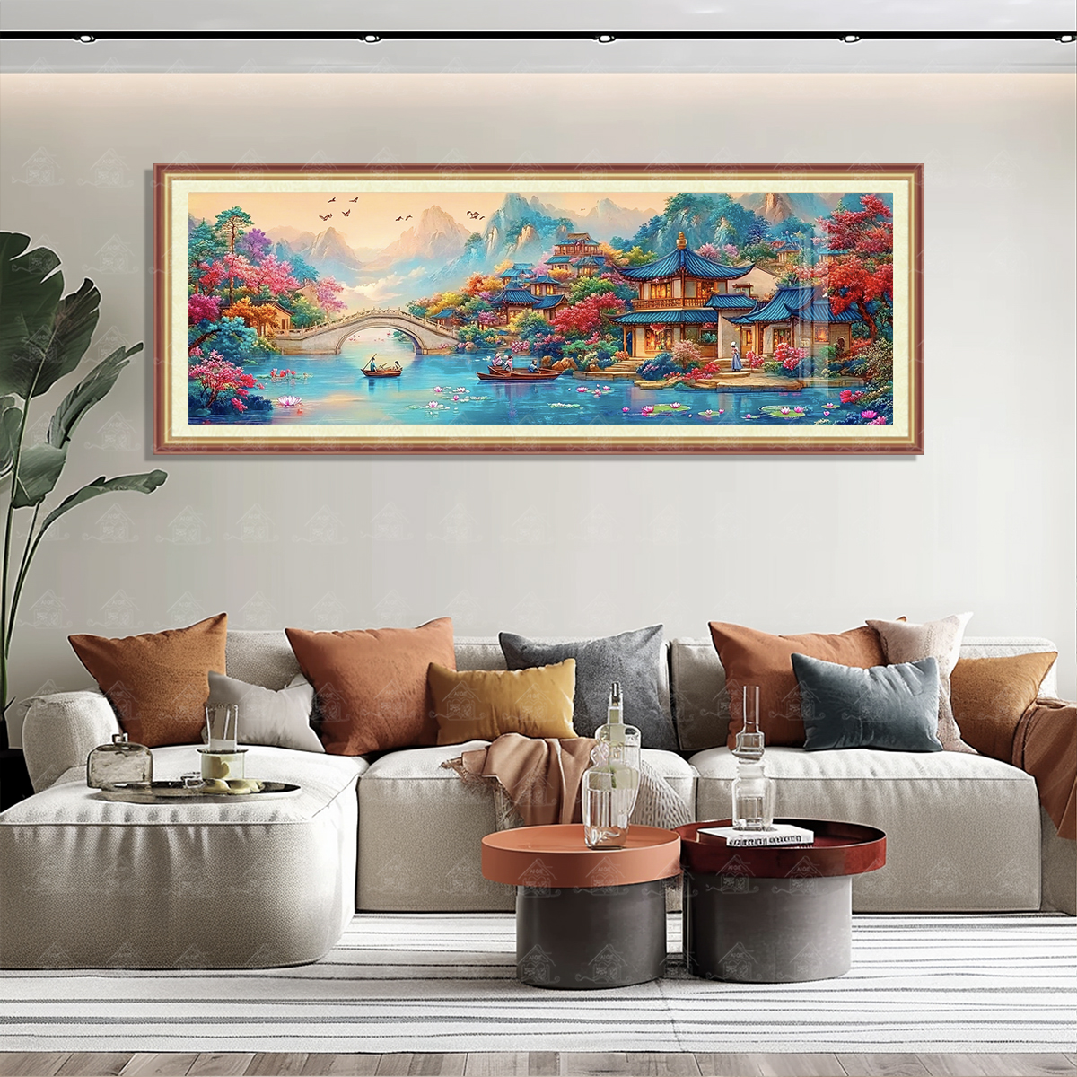 【进口棉布】十字绣爱阁醉江南新中式风景装饰画大幅客厅书房手工绣