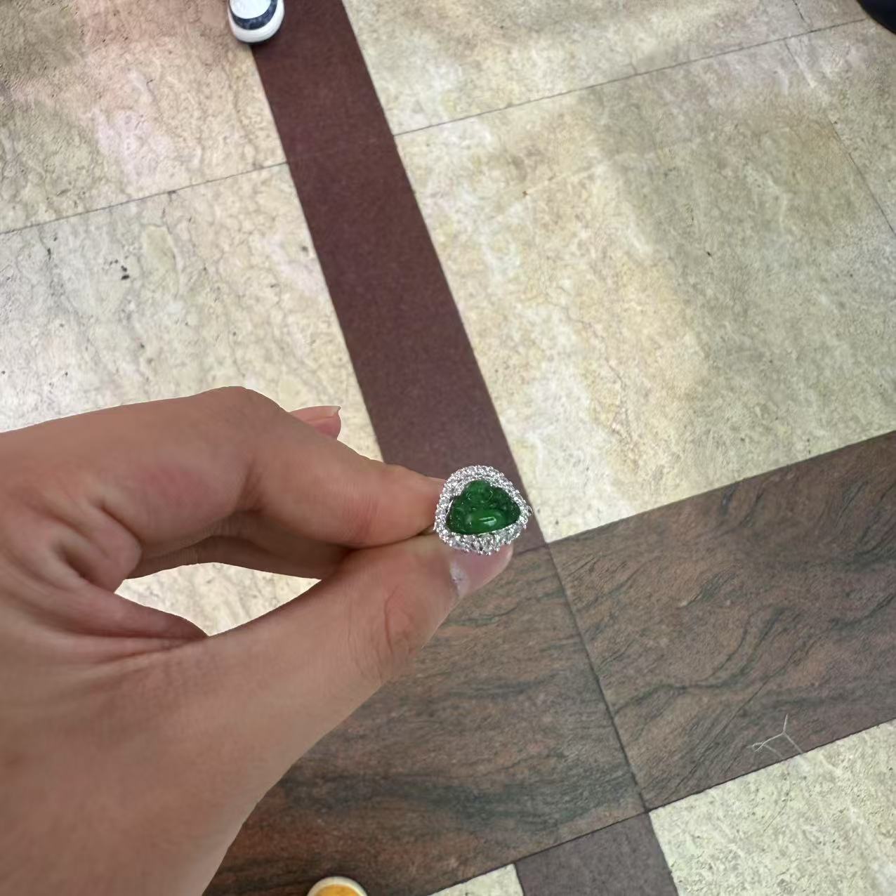 天然A货翡翠佛公戒指-多样性发一