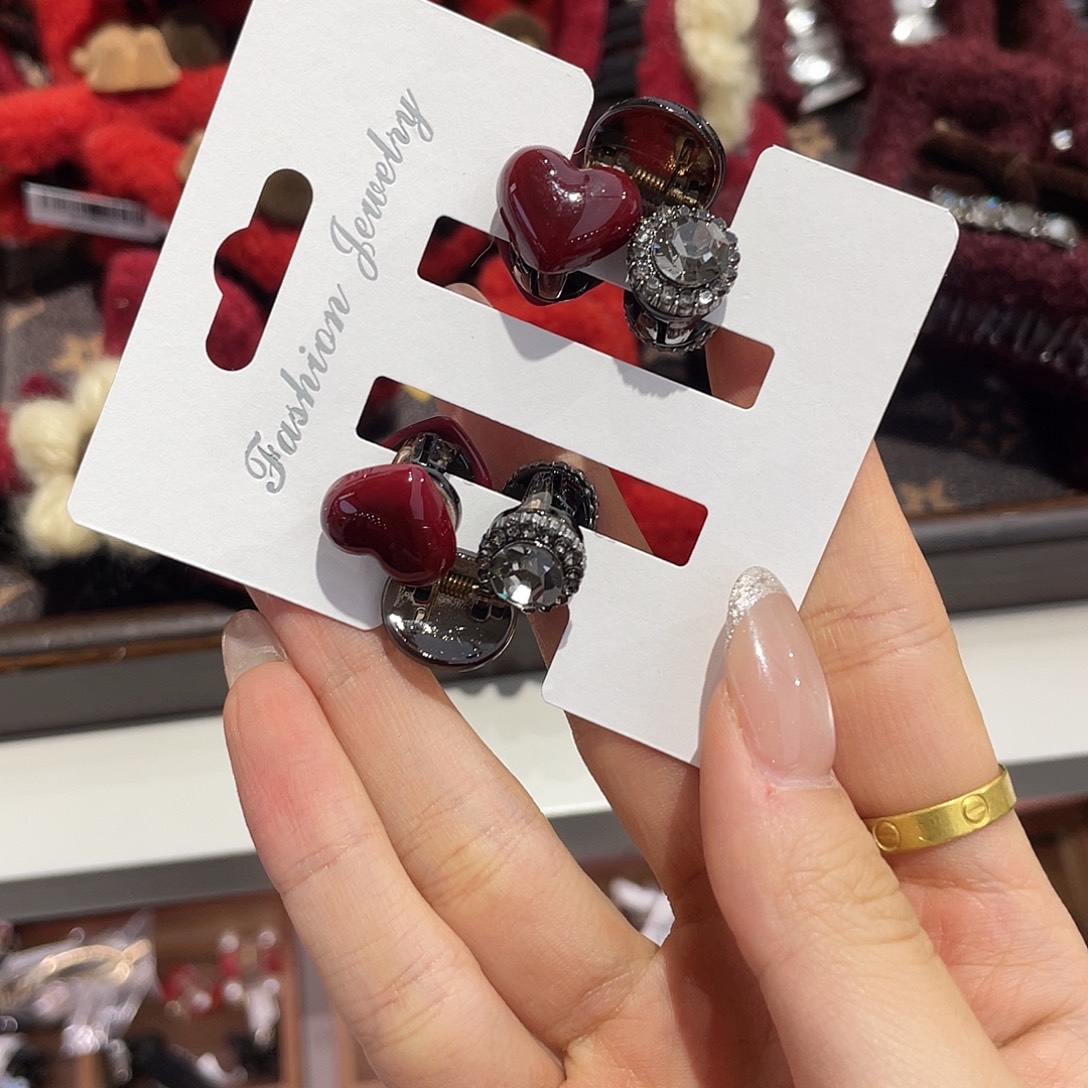 布艺非金属爱心钻刘海抓